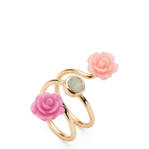 Inel Two Pink Flowers